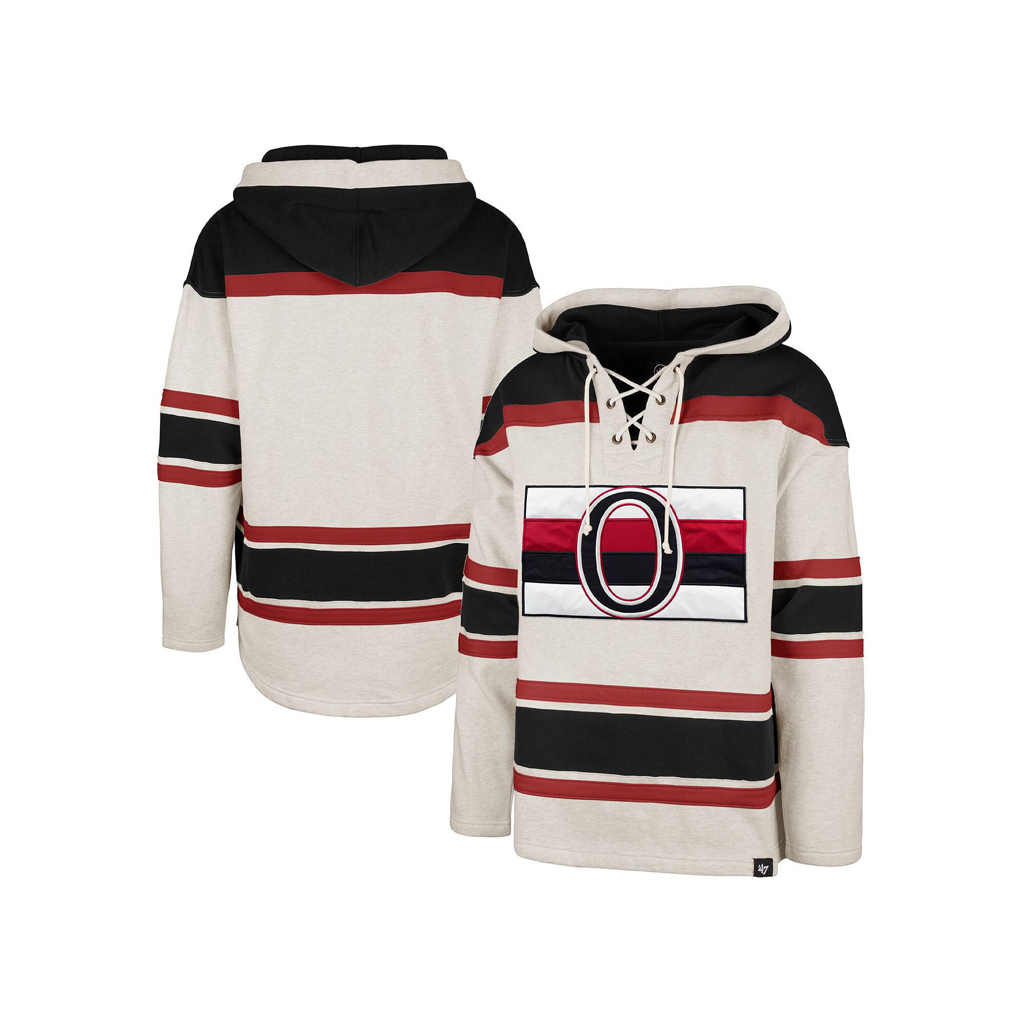 Mens 47 Oatmeal Ottawa Senators Rockaway Lace-Up Pullover Hoodie, Size: M