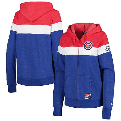 Women's New Era Heather Royal Chicago Cubs Colorblock Full-Zip Hoodie Jacket