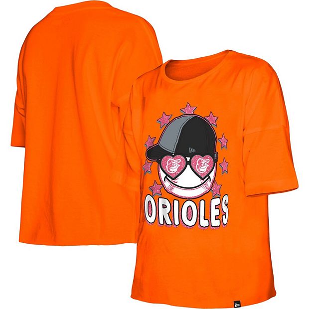 Girls Youth New Era Orange Baltimore Orioles Team Half Sleeve T-Shirt