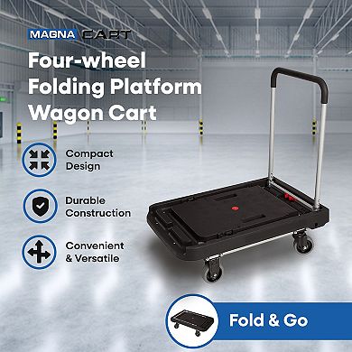 Magna Cart FFXL 4 Wheel Folding Platform Transport Cart with 500 Pound Capacity