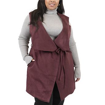 Plus Size MO-KA Belted Drape Front Vest