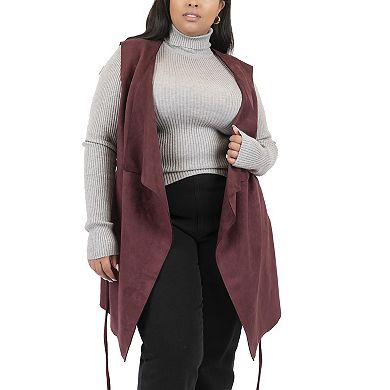 Plus Size MO-KA Belted Drape Front Vest