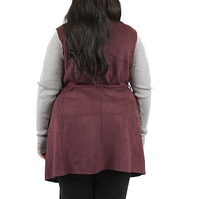 Plus Size MO-KA Belted Drape Front Vest