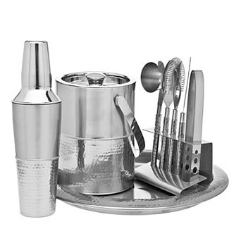 Godinger Silver Hammered 9 pc Bar Tools Set