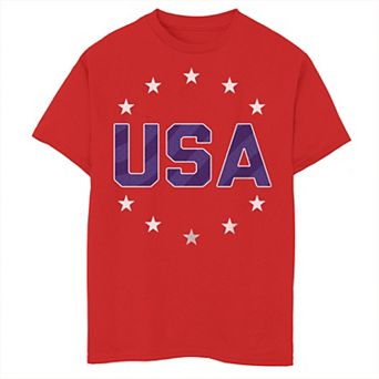 Boys 8-20 Trendy USA Blue Fill Circling Stars Tee