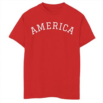 Boys 8-20 America White Letters Tee