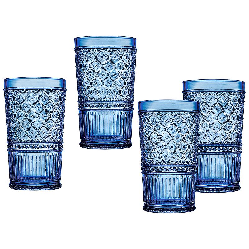 Godinger Silver Claro Textured Highball Glasses 4-piece Set, Blue