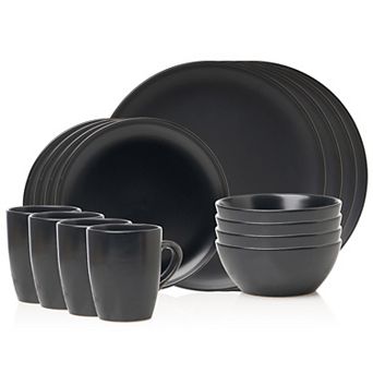 Godinger Silver Noire Porcelain 16 pc Dinnerware Set, Service For 4