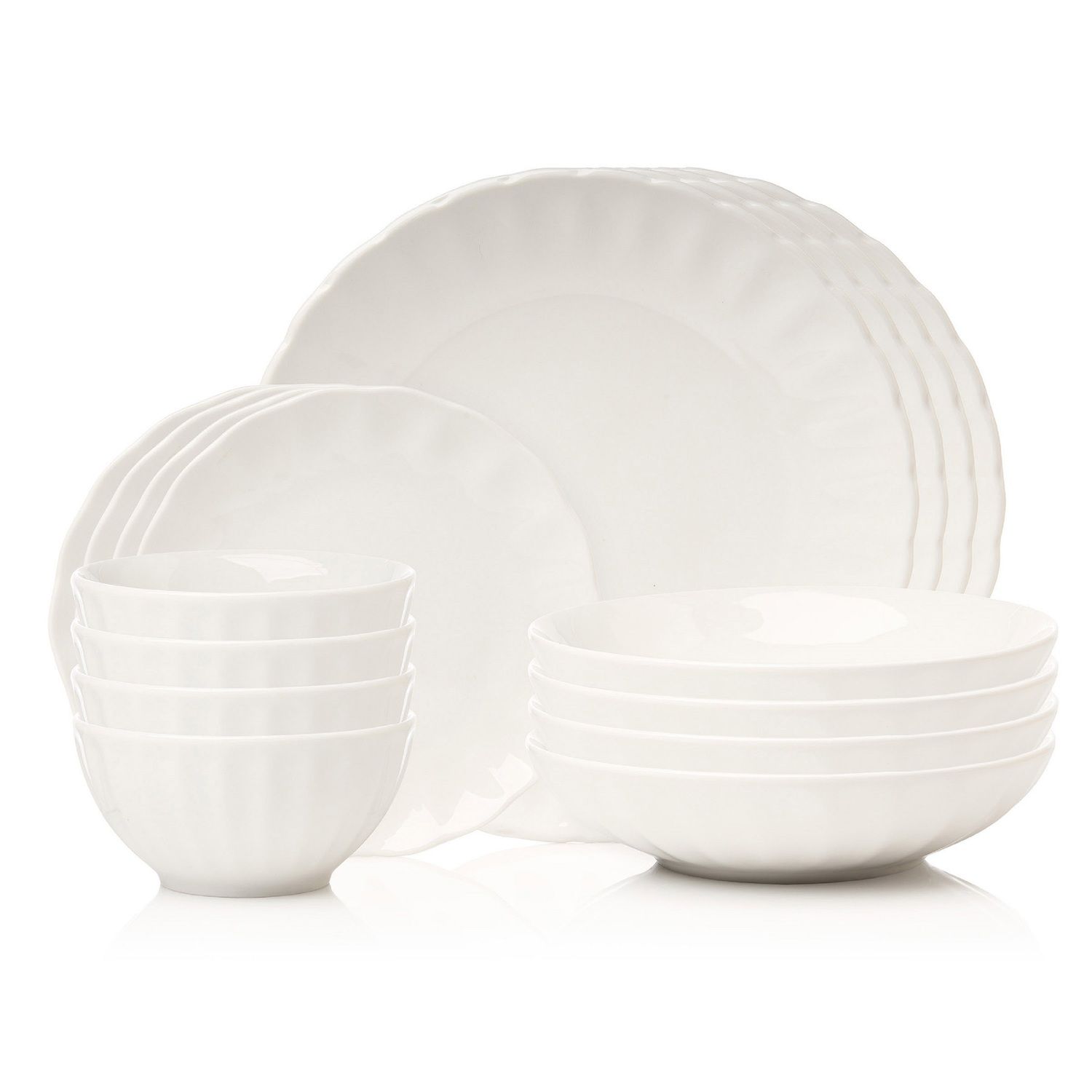 Godinger Silver Viera Scalloped Porcelain 16-Piece Dinnerware Set