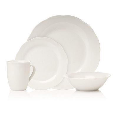Godinger Silver Inglenook Scalloped Porcelain 16-Piece Dinnerware Set, Service for 4