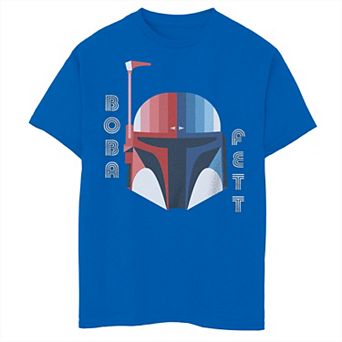 Disney's Star Wars Boys 6-20 Boba Fett Red White And Blue Helmet Tee