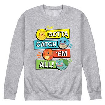 Men's Pokemon Catch 'Em All Text Boxes Graphic Fleece