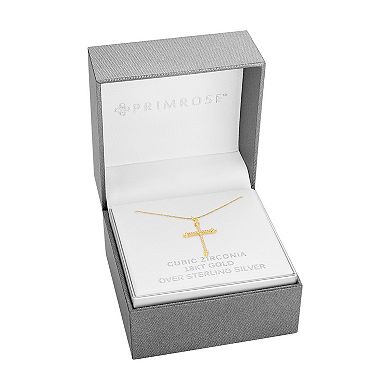 PRIMROSE Pave Cubic Zirconia Cross Pendant Necklace
