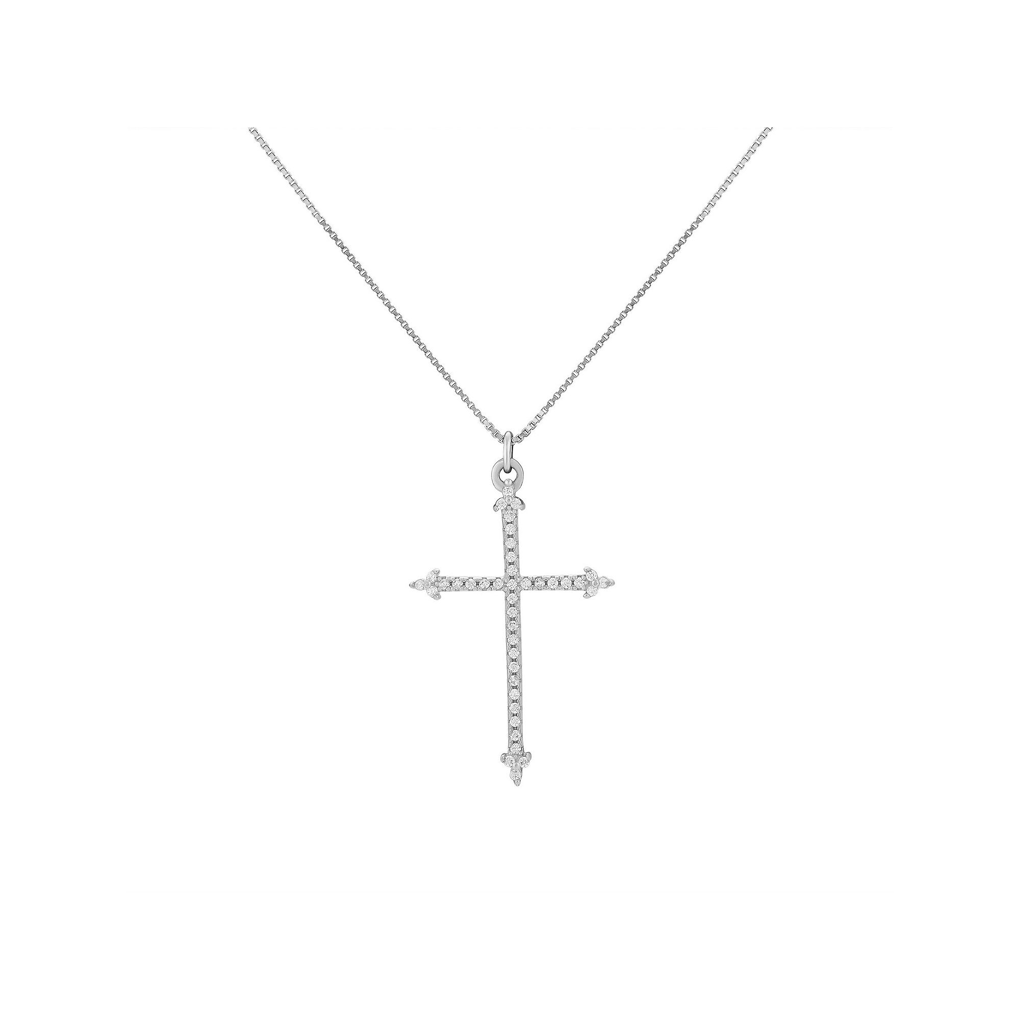 PRIMROSE Pave Cubic Zirconia Cross Pendant Necklace, Womens, Size: 18, 