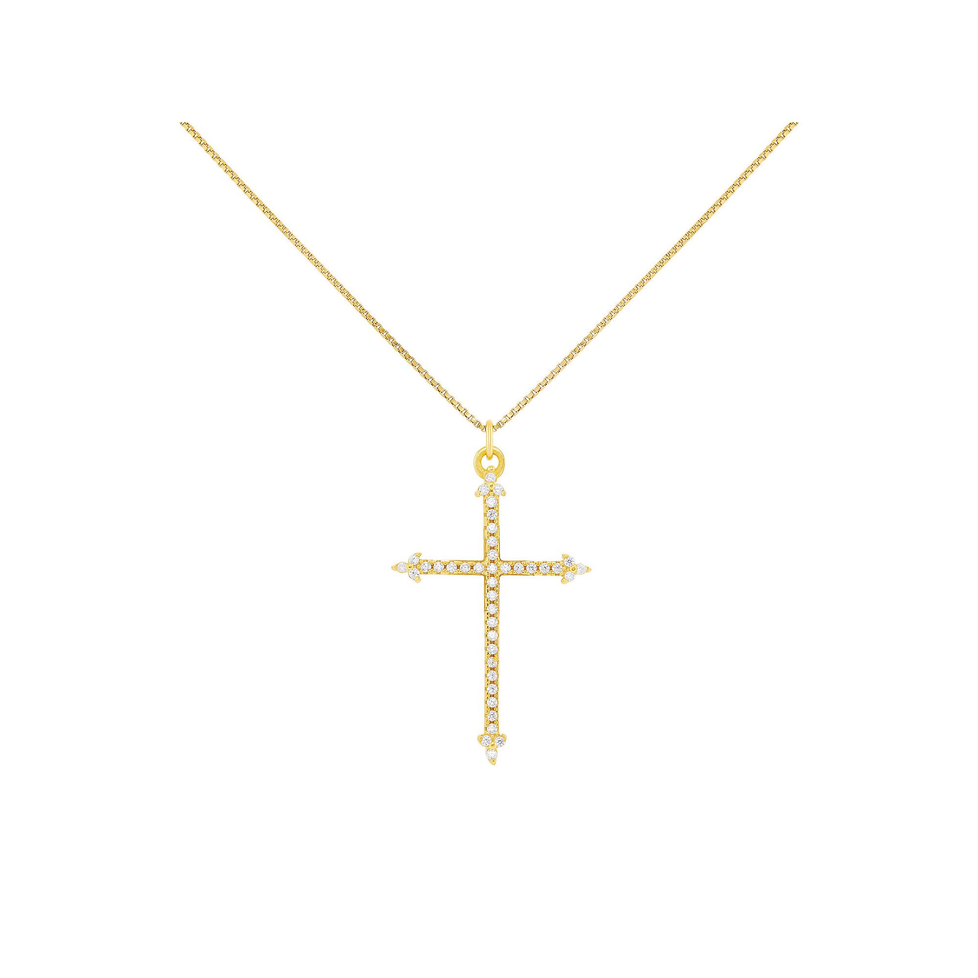 PRIMROSE Pave Cubic Zirconia Cross Pendant Necklace, Womens, Size: 18, 