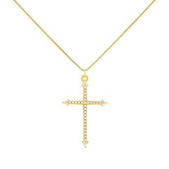 PRIMROSE Pave Cubic Zirconia Cross Pendant Necklace