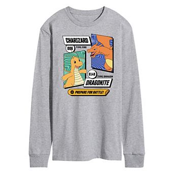 Men's Pokemon Dragonite and Charizard Long Sleeve Graphic Tee