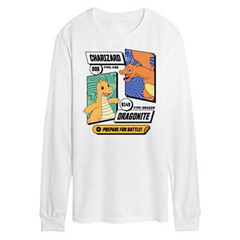 Men's Pokemon Dragonite and Charizard Long Sleeve Graphic Tee