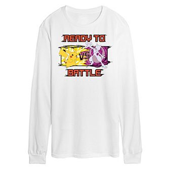 Men's Pokemon Pikachu vs. Mewtwo Battle Long Sleeve Graphic Tee