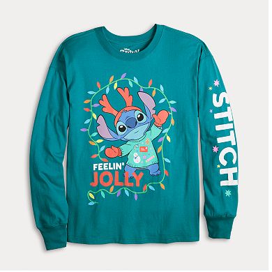 Disney's Lilo & Stitch Juniors' Stitch Holiday Long Sleeve Graphic Tee