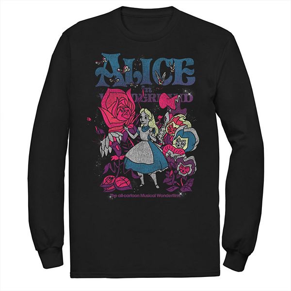 Big & Tall Alice In Wonderland Technicolor Poster Long Sleeve Graphic Tee