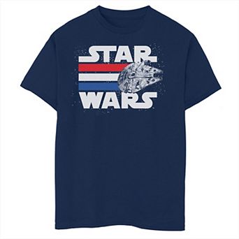 Boys 8-20 Star Wars Falcon Stripes Red White & Blue July 4th Graphic Tee