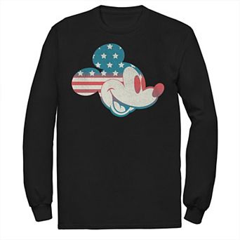 Disney's Mickey & Friends Big & Tall Mickey American Flag Fill Long Sleeve Tee