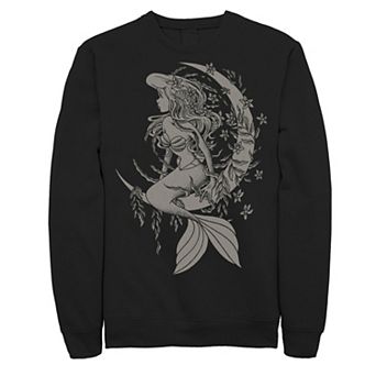 Disney's Little Mermaid Big & Tall Ariel Tattoo Style Portrait Fleece Graphic Pullover