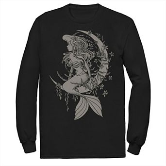 Disney's Little Mermaid Big & Tall Ariel Tattoo Style Portrait Long Sleeve Graphic Tee