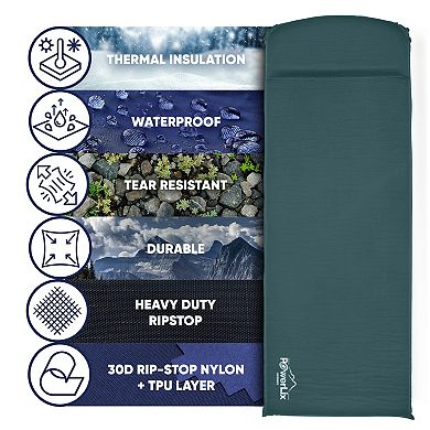 Powerlix Sleeping Pad Self-Inflating Foam Pad - Insulated 3 inches Ultrathick Mattress for Camping