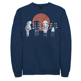 Big & Tall Guitar Heads With Sunset Behind Fleece Sweatshirt