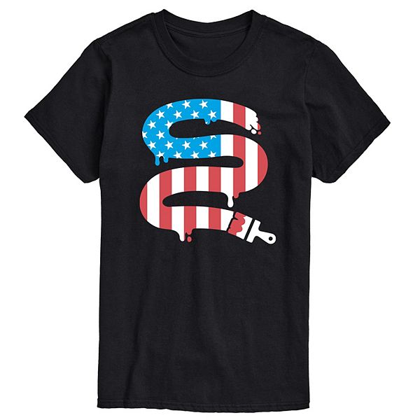 Big & Tall Paintbrush American Flag Graphic Tee