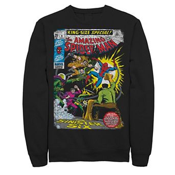 Big & Tall Spiderman The Sinister Six Comic Cover Fleece Graphic Pullover