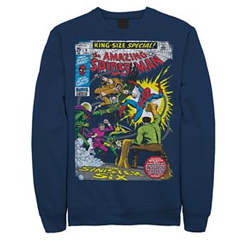 Big & Tall Spiderman The Sinister Six Comic Cover Fleece Graphic Pullover