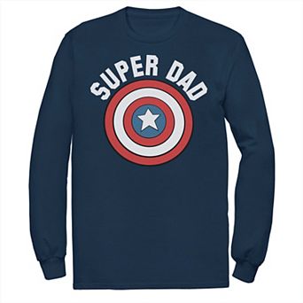 Big & Tall Marvel Father's Day Super Dad Captain America Shield Long Sleeve Tee