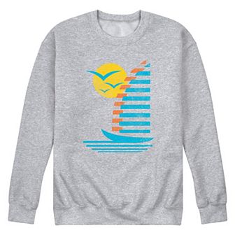 Men's Sailboats Gulls Retro Fleece Sweatshirt