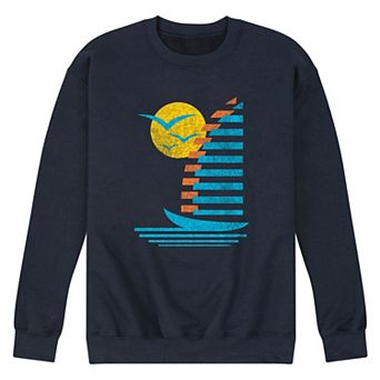 Men's Sailboats Gulls Retro Fleece Sweatshirt