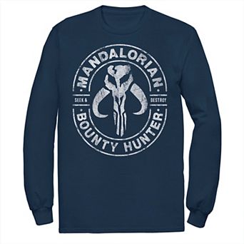 Big & Tall The Mandalorian Bounty Hunter Skull Logo Long Sleeve Tee
