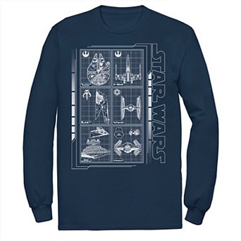 Big & Tall Star Wars Battle Ships Schematic Long Sleeve Tee