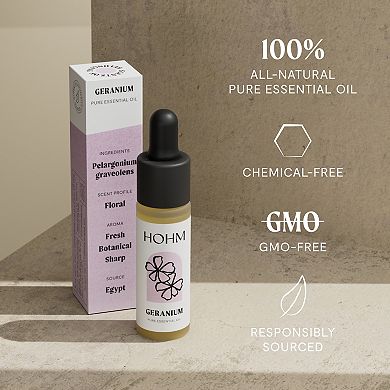 Hohm Geranium Essential Oil - Natural, Pure Essential Oil for Your Home Diffuser - 15 mL