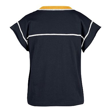 Women's '47 Navy Michigan Wolverines Sound Up Maya Cutoff T-Shirt