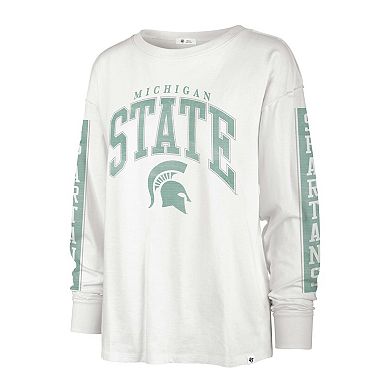 Women's '47 White Michigan State Spartans Statement SOA 3-Hit Long Sleeve T-Shirt