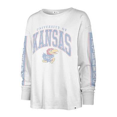 Women's '47 White Kansas Jayhawks Statement SOA 3-Hit Long Sleeve T-Shirt