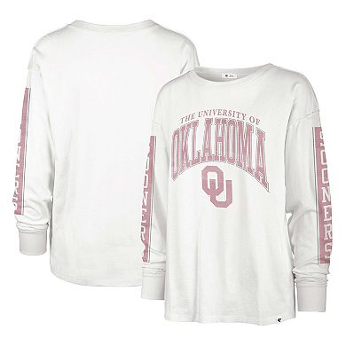 Women's '47 White Oklahoma Sooners Statement SOA 3-Hit Long Sleeve T-Shirt