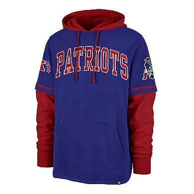 Men's '47 Royal New England Patriots Shortstop Pullover Hoodie