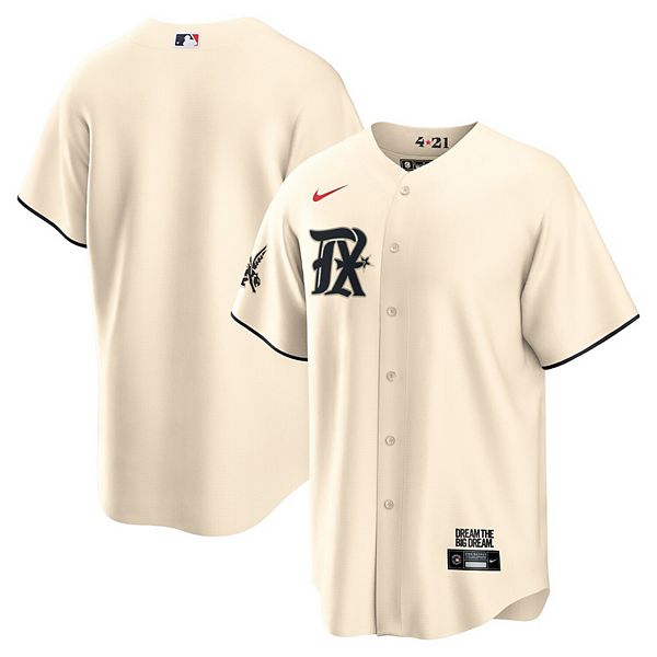 Men's Nike MLB Texas Rangers City Connect Replica Blank Jersey Cream –