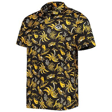 Men's Columbia Black Iowa Hawkeyes Super Terminal Tackle Omni-Shade Polo