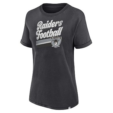 Women's Fanatics Branded Charcoal Las Vegas Raiders Hit Snow Washed T-Shirt