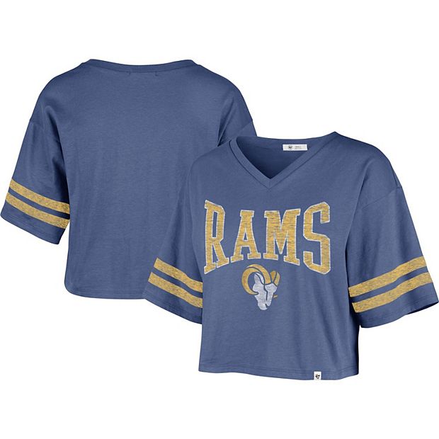 Los Angeles Rams Deep V Neck T Shirt Women's Summer Short Sleeve Blouse Tops