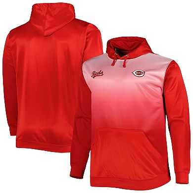 Men's Red Cincinnati Reds Fade Sublimated Fleece Pullover Hoodie